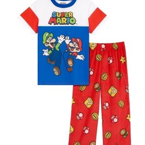 Super Mario Boys Short Sleeve Top and Sleep Pants Pajama Set, 2-Piece,1